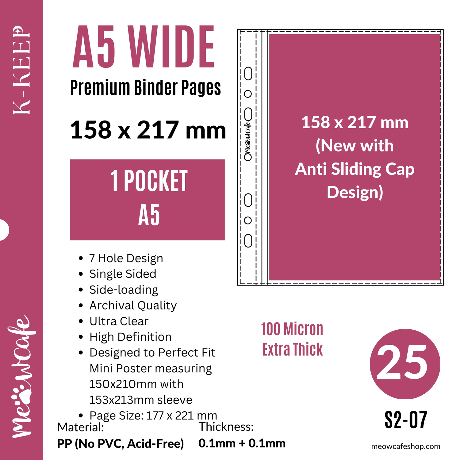 MeowCafe A5 Wide 1 Pocket Binder Page