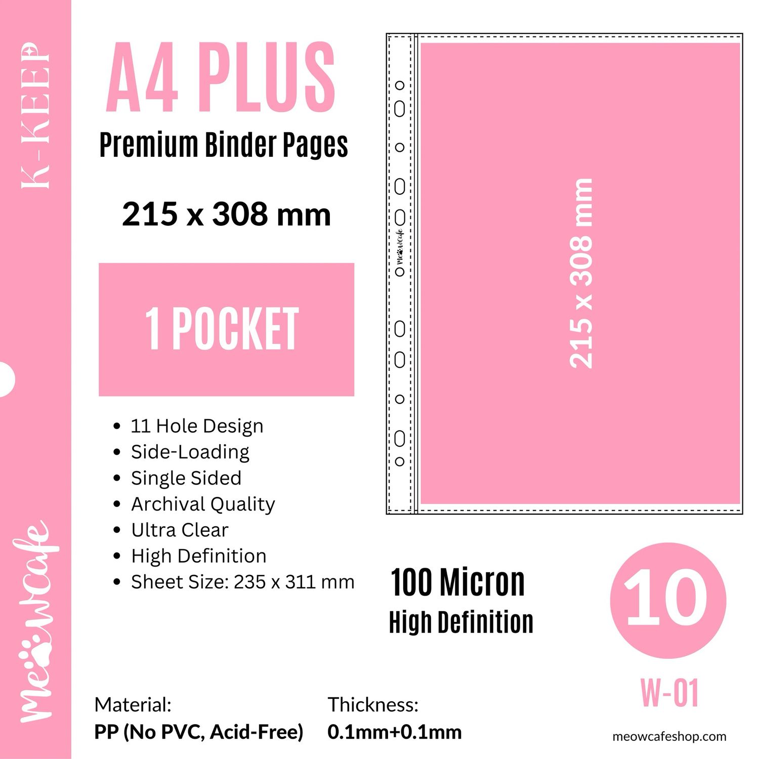 MeowCafe A4 Plus 1 Pocket Binder Page