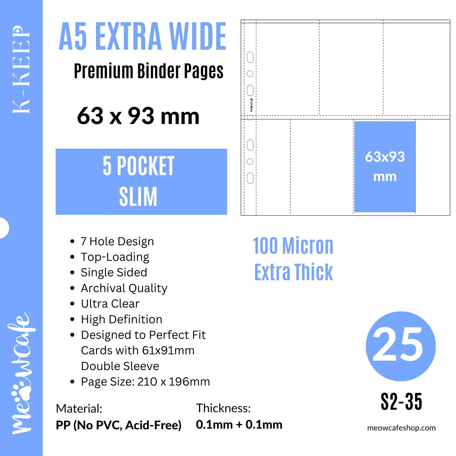 MeowCafe A5 Extra Wide 5 Pocket Binder Page