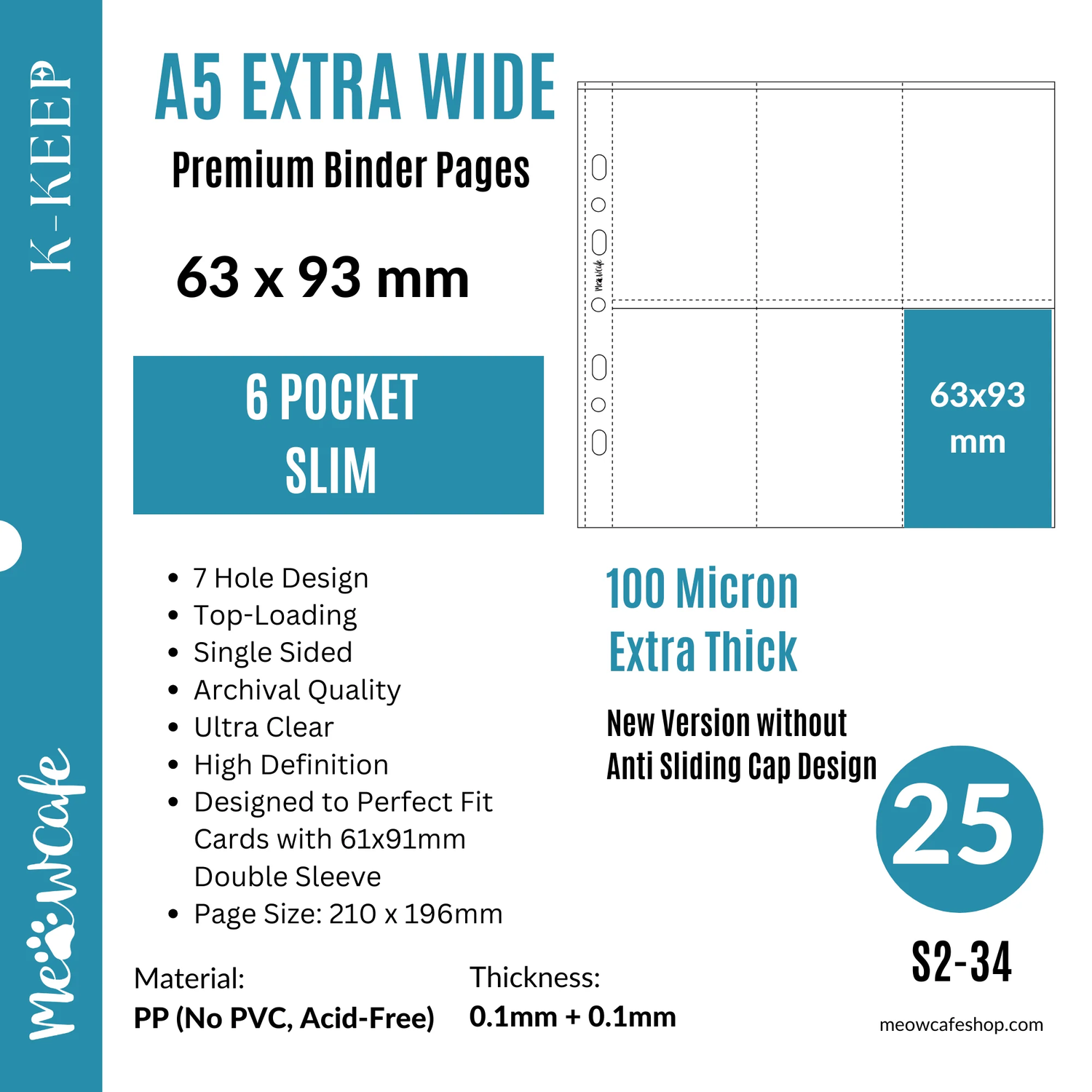 MeowCafe A5 Extra Wide 6 Pocket Binder Page