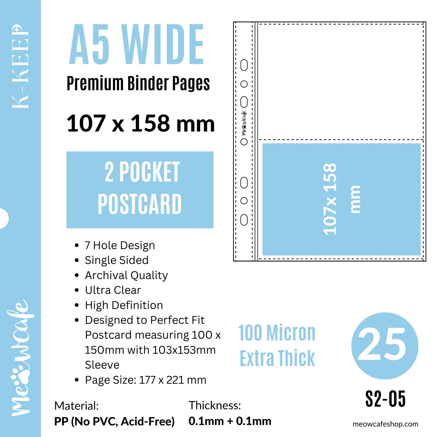 MeowCafe A5 Wide 2 Pocket Binder Page