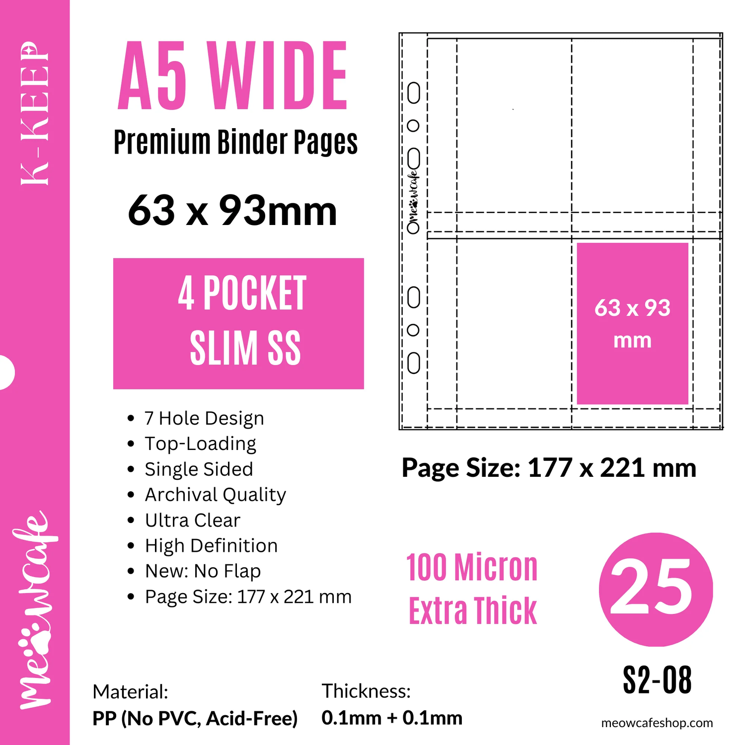 MeowCafe A5 Wide 4 Pocket Slim Binder Page