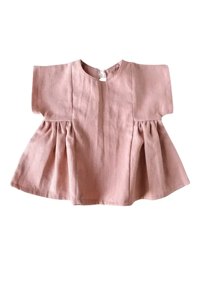 Robe bébé Malia//lin - rose vintage