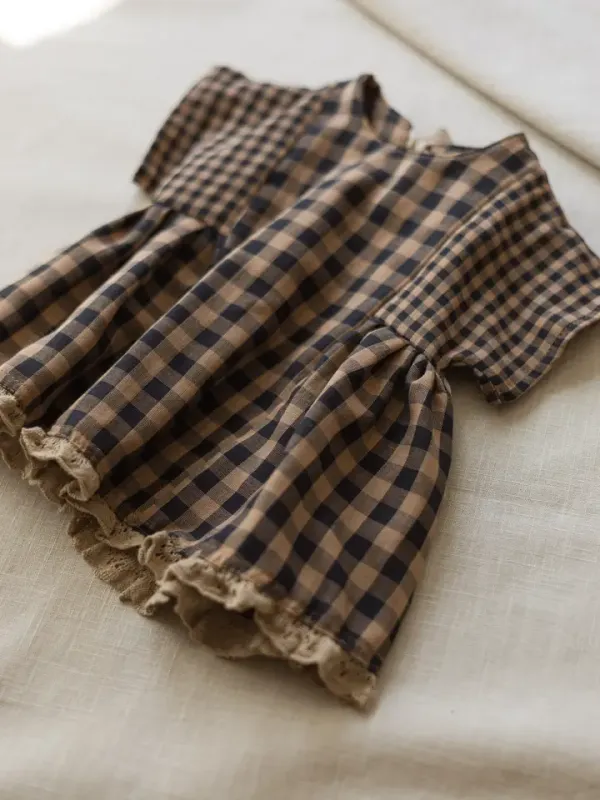 Robe pour bébé Malia à carreaux - cacao