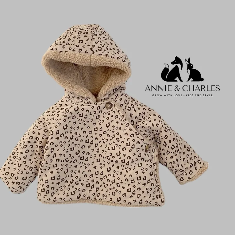 Annie & Charles® Veste en peau de mouton en coton doux - léopard beige Annie & Charles® Veste en peau de mouton en coton doux - léopard beige