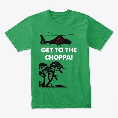 GET TO THE CHOPPA! (Predator / Schwarzenegger) Movie Prop Replica - Men's Premium T-Shirt [CHOOSE COLOR] [CHOOSE SIZE]