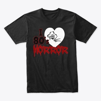 I Love 80's Horror Men's Premium Cotton T-Shirt [CHOOSE COLOR] [CHOOSE SIZE]