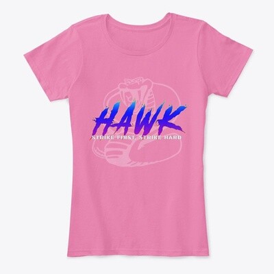 HAWK (Cobra Kai) Women's Premium Cotton Comfort T-Shirt [CHOOSE COLOR] [CHOOSE SIZE]