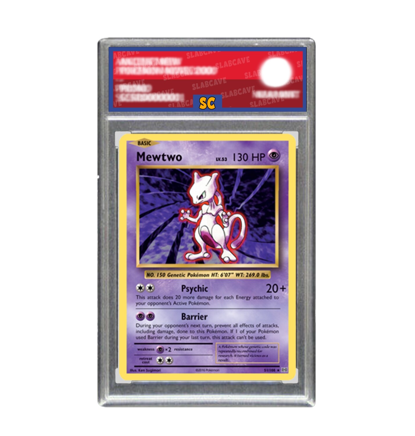 Graded Pokemon Card: SC 8 - Mewtwo 51/108 [XY Evolutions] [Rare] [Non-Holo Theme Deck Exclusive]