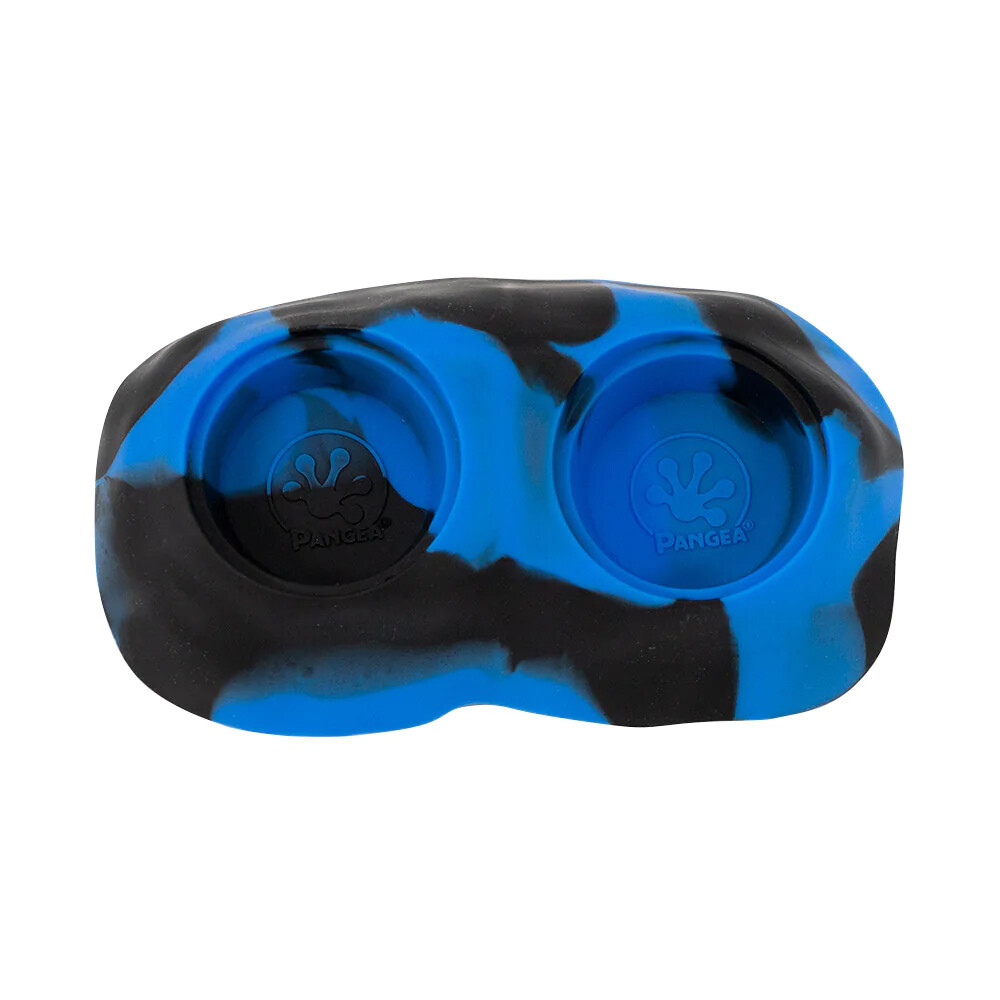 Pangea Double Silicon Food Dish [Blue/Black Marble]