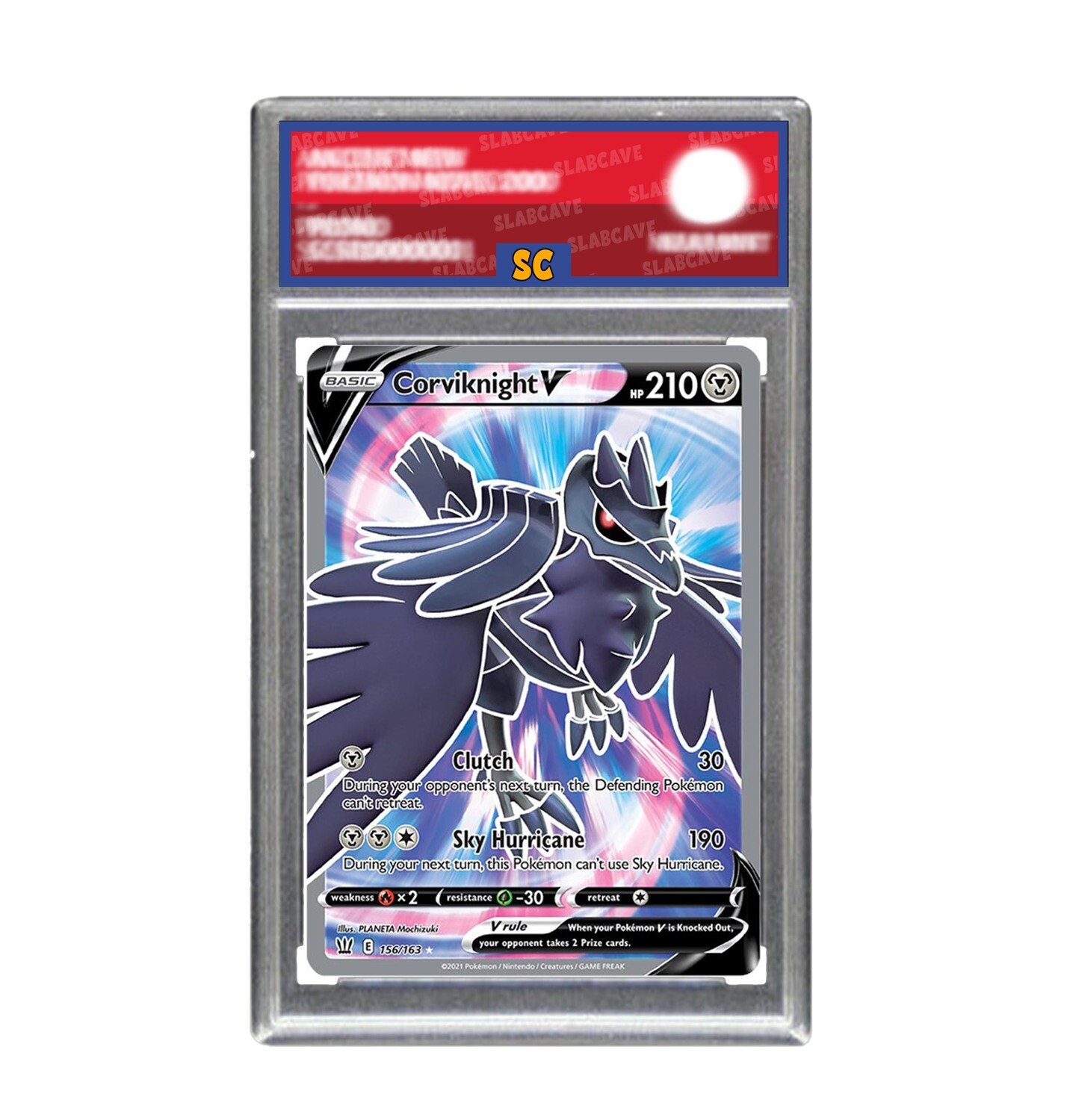 Graded Pokemon Card: SC 8 - Corviknight V 156/163 [SWSH Battle Styles] [Ultra Rare]