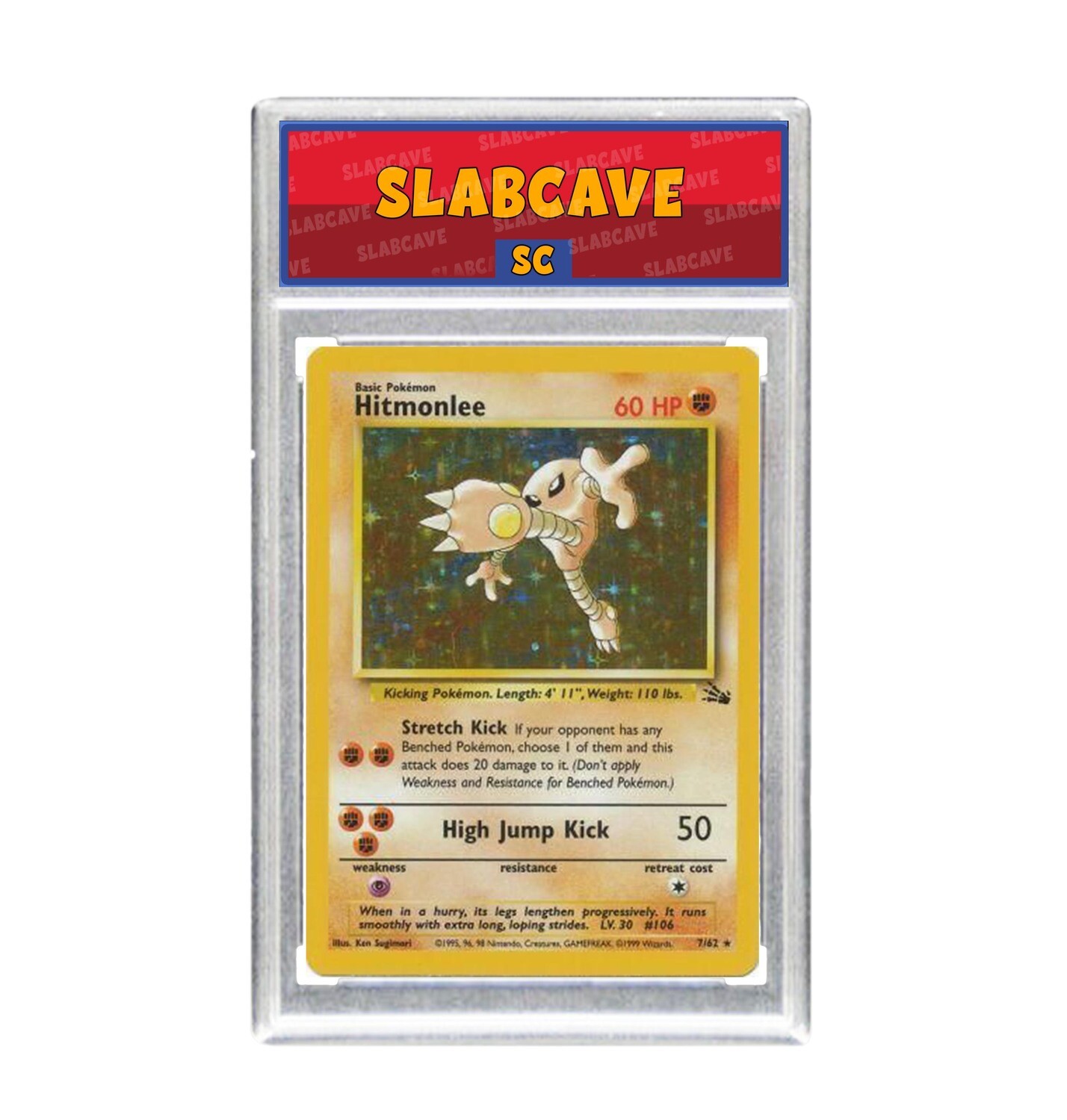Graded Pokemon Card: SC 4 - Hitmonlee 7/62 [BASE Fossil] [Rare Holo]