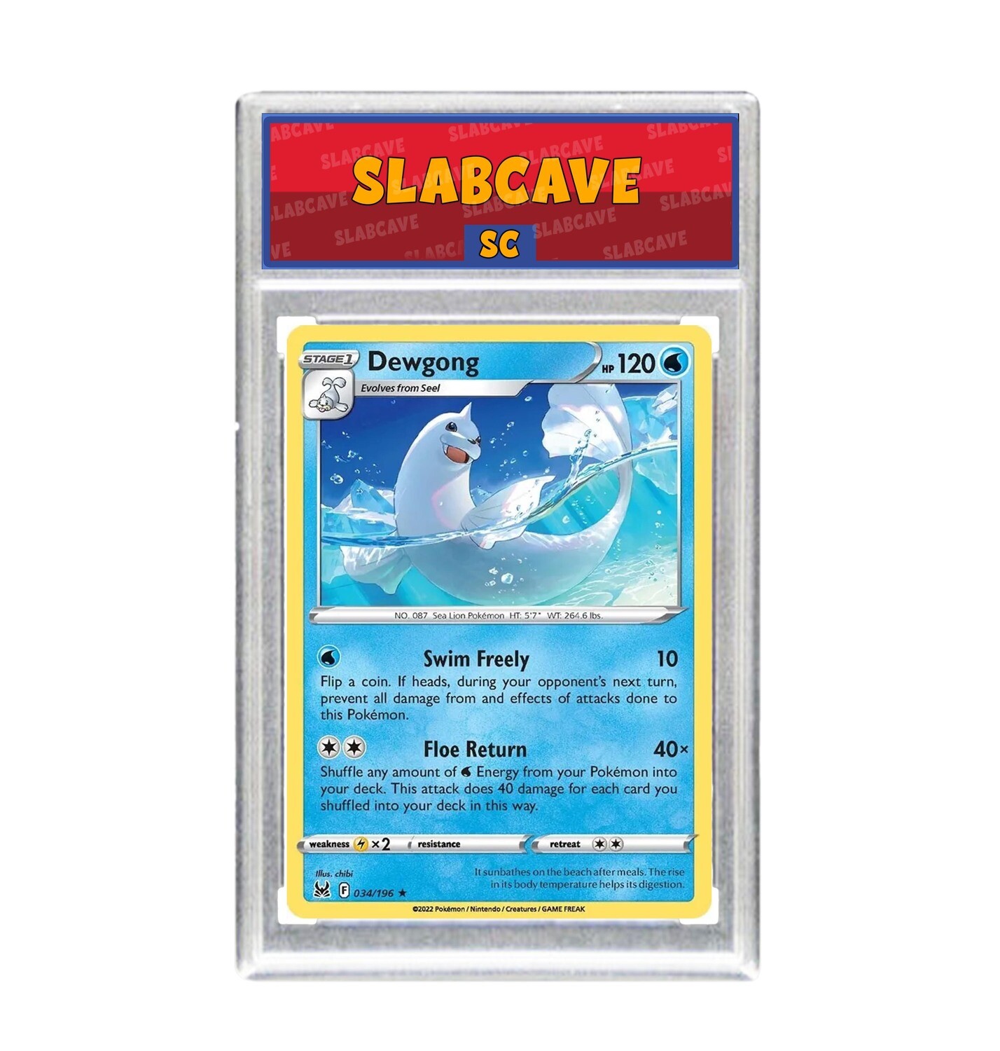 Graded Pokemon Card: SC 10 - Dewgong 034/196 [SWSH Lost Origin] [Rare Reverse Holo]