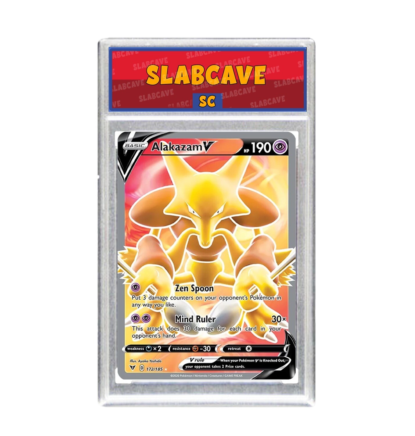 Graded Pokemon Card: SC 9 - Alakazam V 172/185 [SWSH Vivid Voltage] [Ultra Rare]