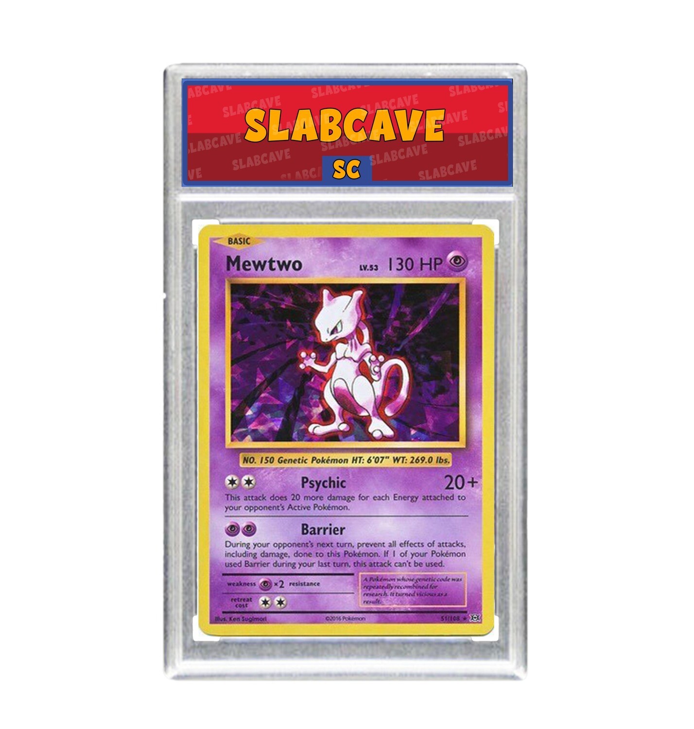 Graded Pokemon Card: SC 5 - Mewtwo 51/108 [XY Evolutions] [Rare Cracked Ice Holo] [Theme Deck Exclusive]
