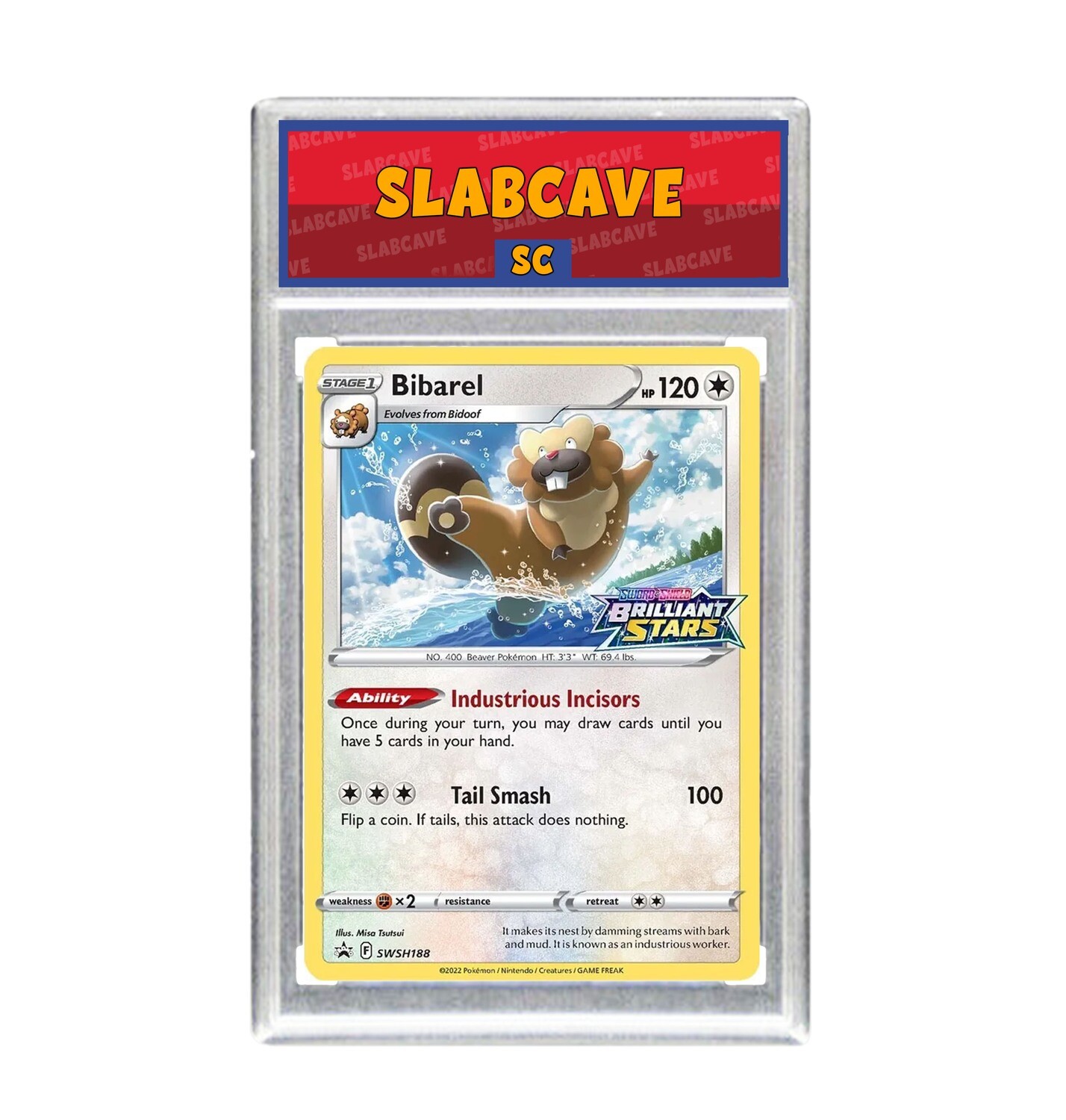 Graded Pokemon Card: SC9 - Bibarel SWSH188 [SWSH Brilliant Stars] [Prerelease Promo]