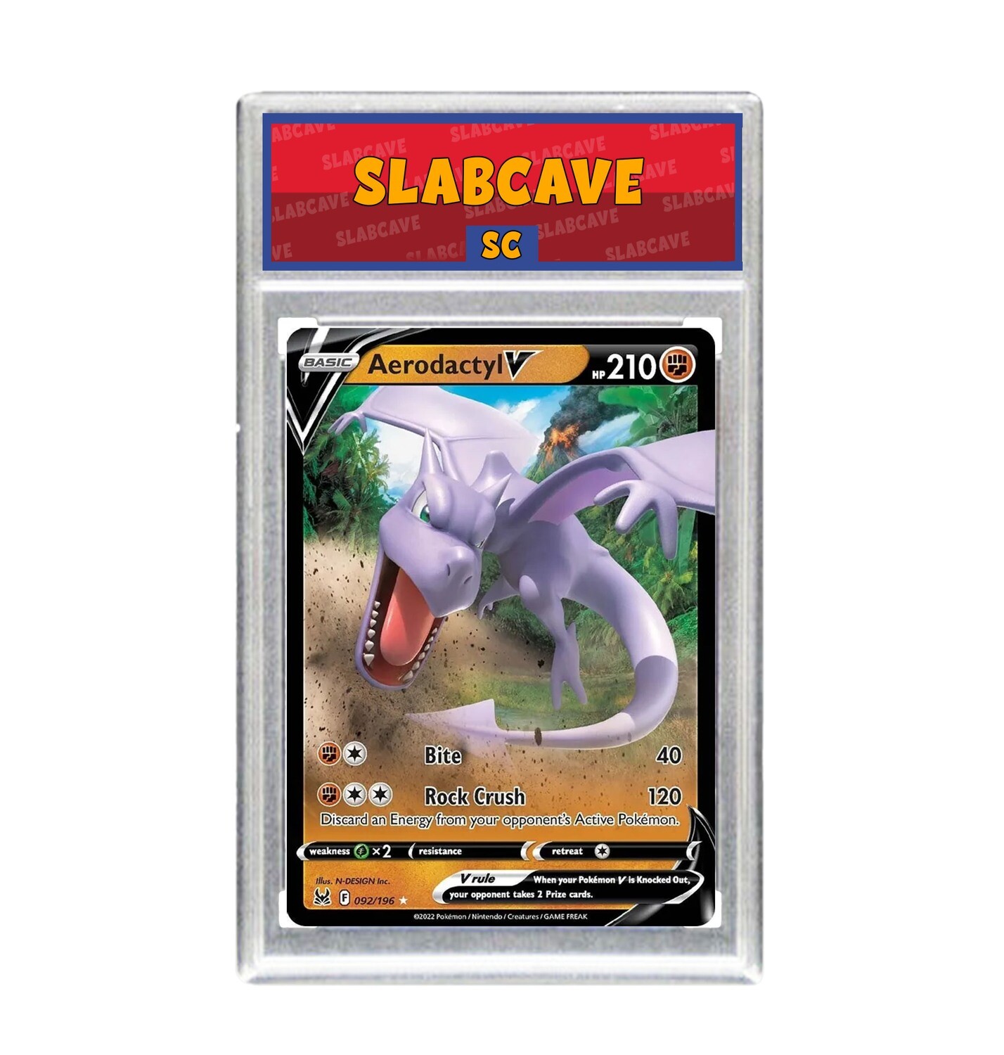 Graded Pokemon Card: SC8 - Aerodactyl V 092/196 [SWSH Lost Origin] [Ultra Rare]