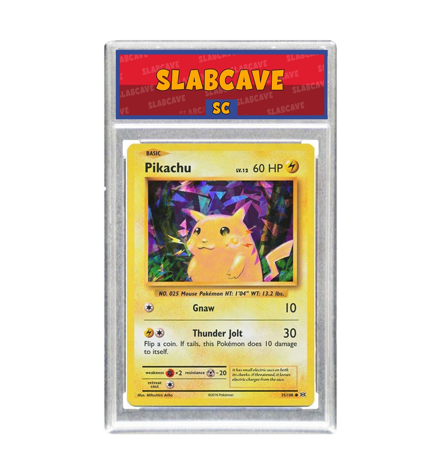 Graded Pokemon Card: SC6 - Pikachu 35/108 [XY Evolutions] [Common] [Cracked Ice Holo] [Theme Deck Exclusive]