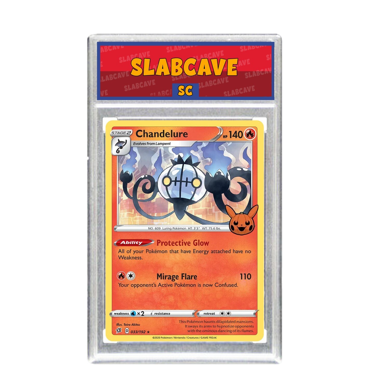 Graded Pokemon Card: SC9 - Chandelure 033/192 [SWSH Trick or Trade] [Rare Holo]
