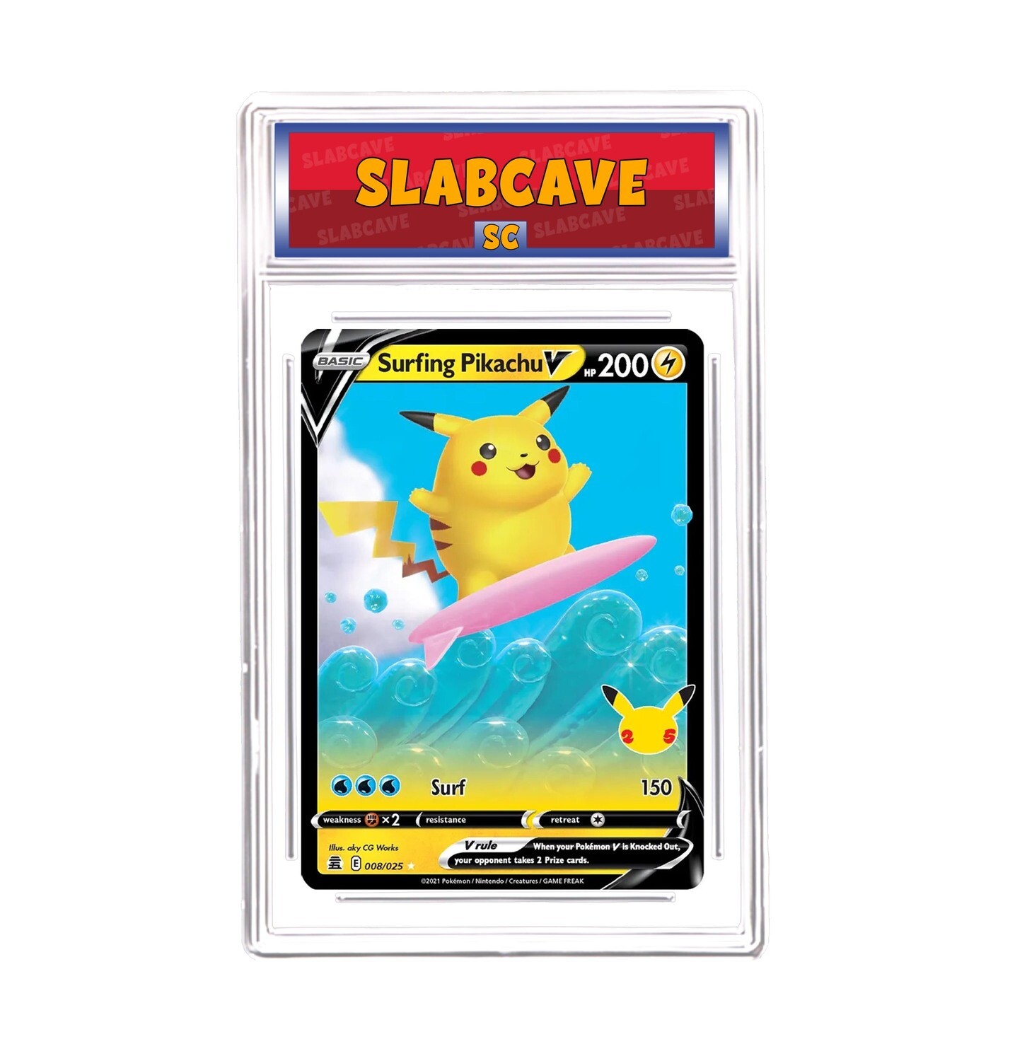 Graded Pokemon Card: SC10 - Surfing Pikachu V 008/025 [SWSH Celebrations] [Ultra Rare]