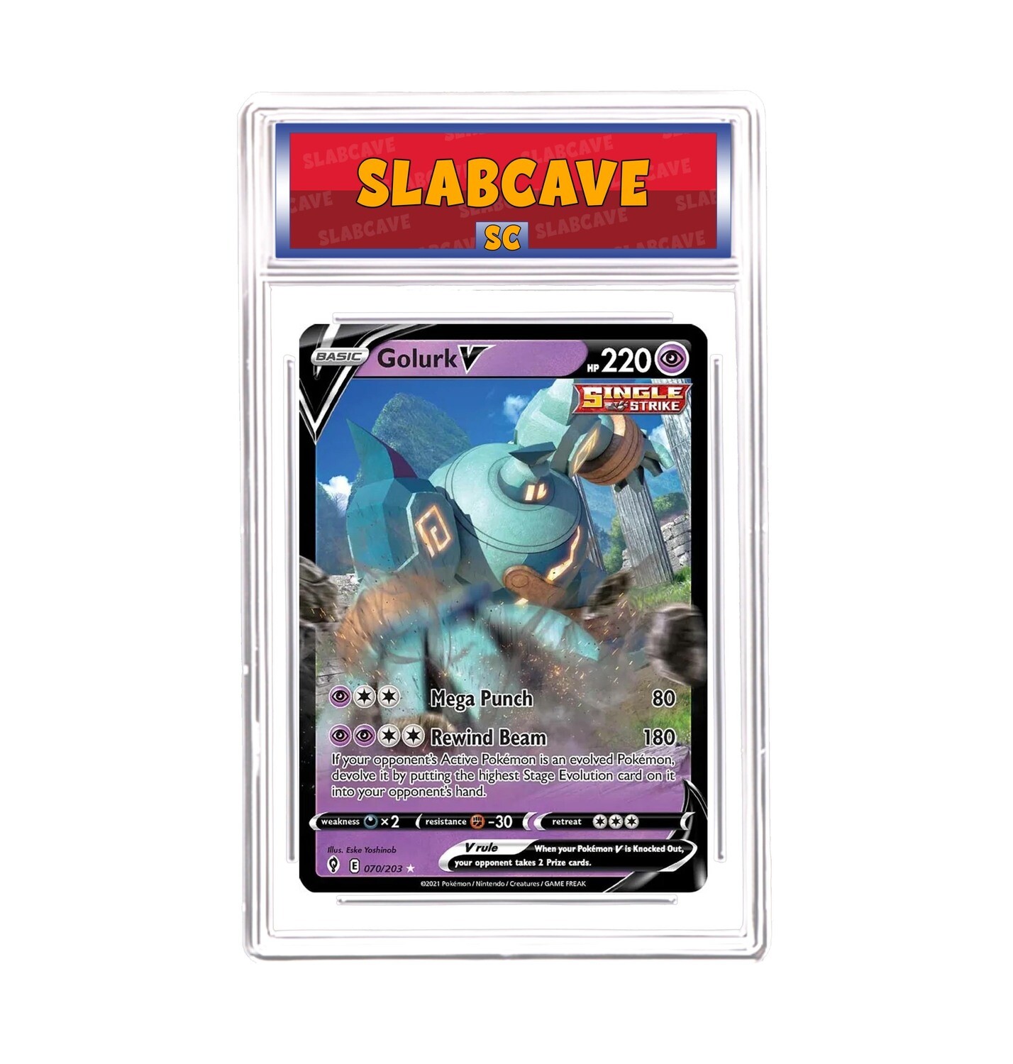 Graded Pokemon Card: SC 6 - Golurk V 070/203 [SWSH Evolving SKies] [Ultra Rare]