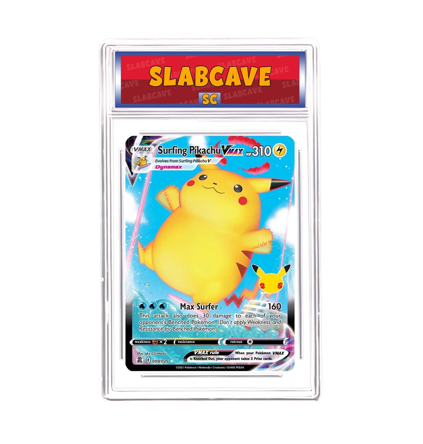 Graded Pokemon Card: SC 10 - Surfing Pikachu VMAX 009/025 [SWSH Celebrations] [Ultra Rare]