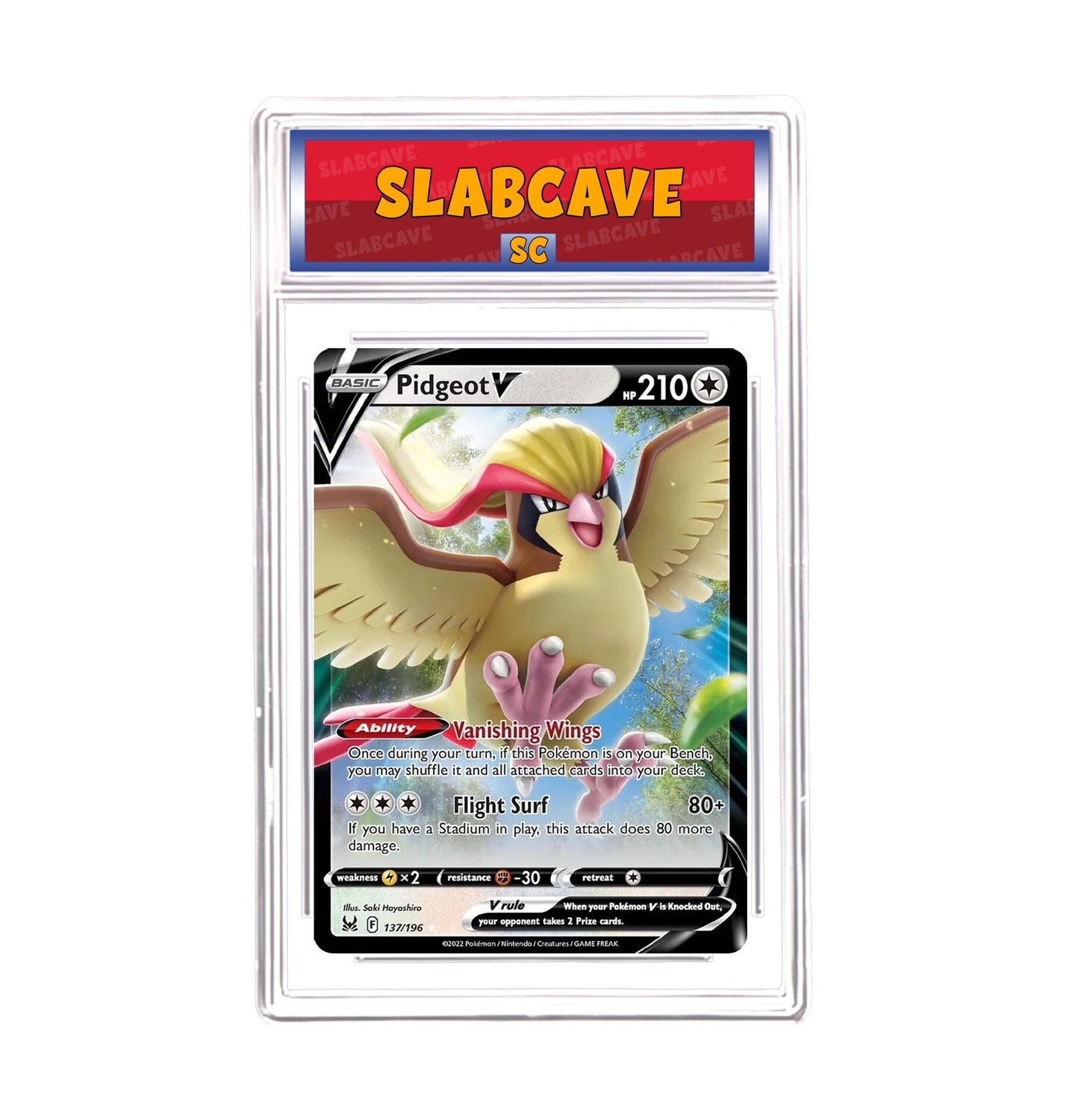 Graded Pokemon Card: SC 10 - Pidgeot V 137/196 [SWSH Lost Origin] [Ultra Rare]