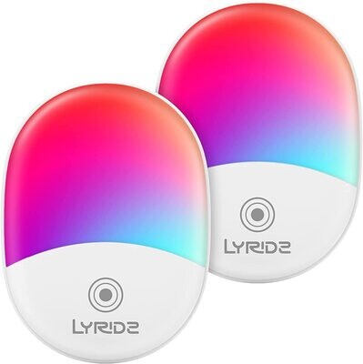 LYRIDZ RGB Night Light with Dusk to Dawn Light Sensor & Foldable Plug [2 PACK]