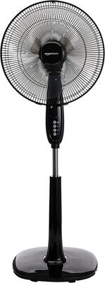 Amazon Basics Oscillating Dual Blade Standing Pedestal Fan with Remote - 16-Inch, Black