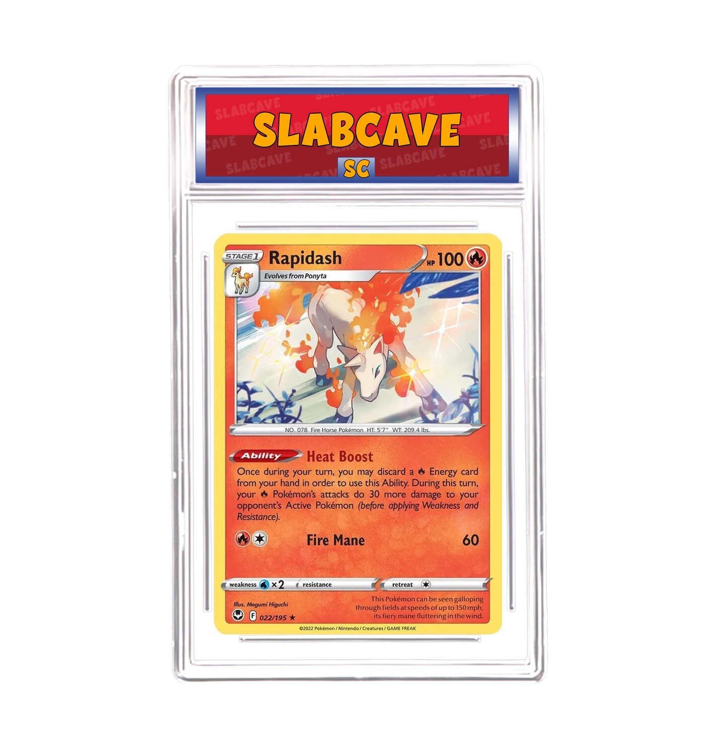 Graded Pokemon Card: SC 10 - Rapidash 022/195 [SWSH Silver Tempest] [Rare Reverse Holo]