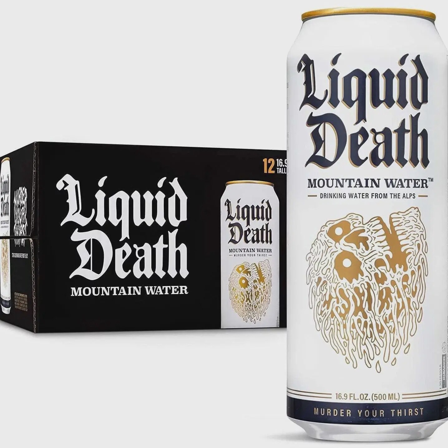 Liquid Death Mountain Water, 16.9oz Can Natural Artesian H2O