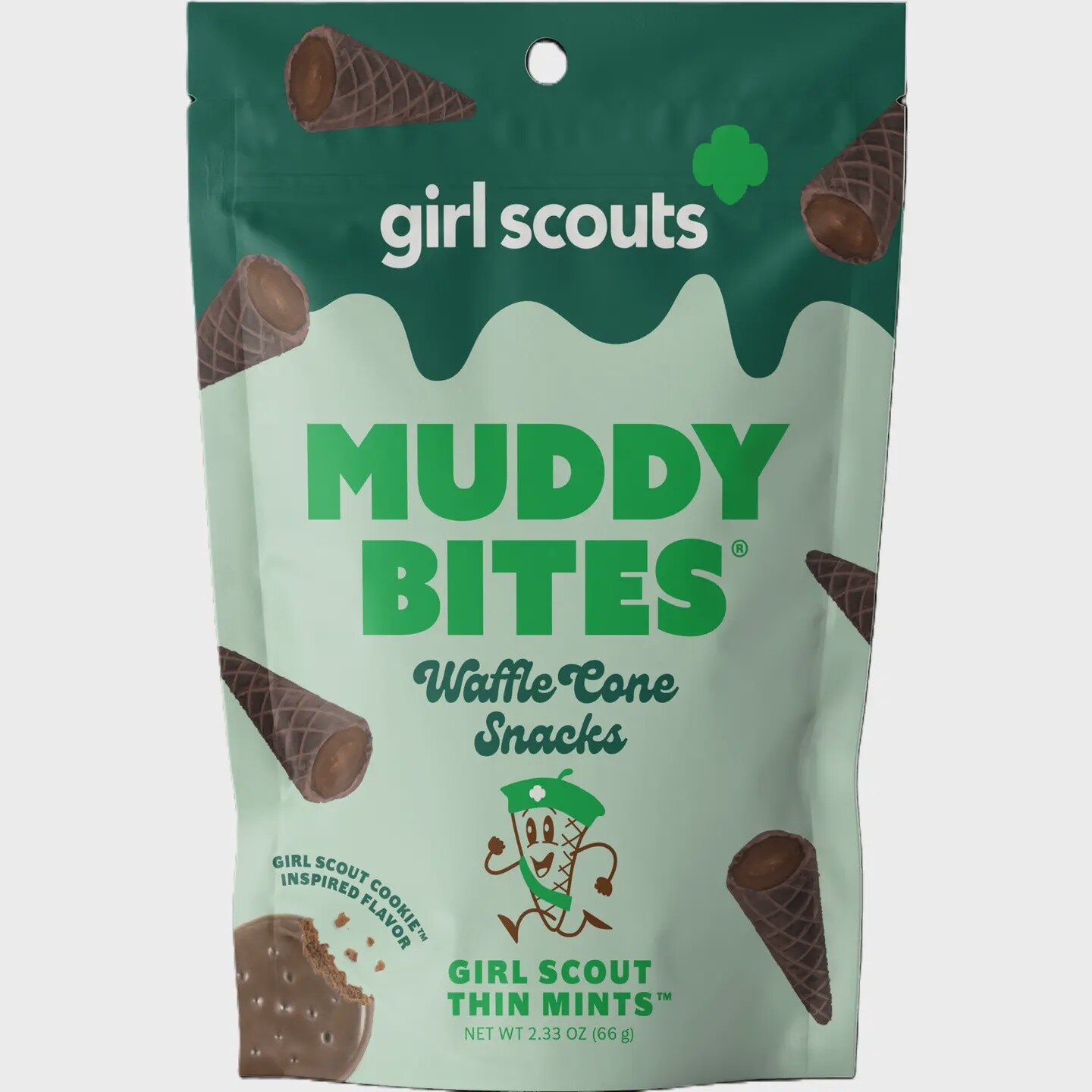 Muddy Bites Waffle Cone, Girl Scout Thin Mint