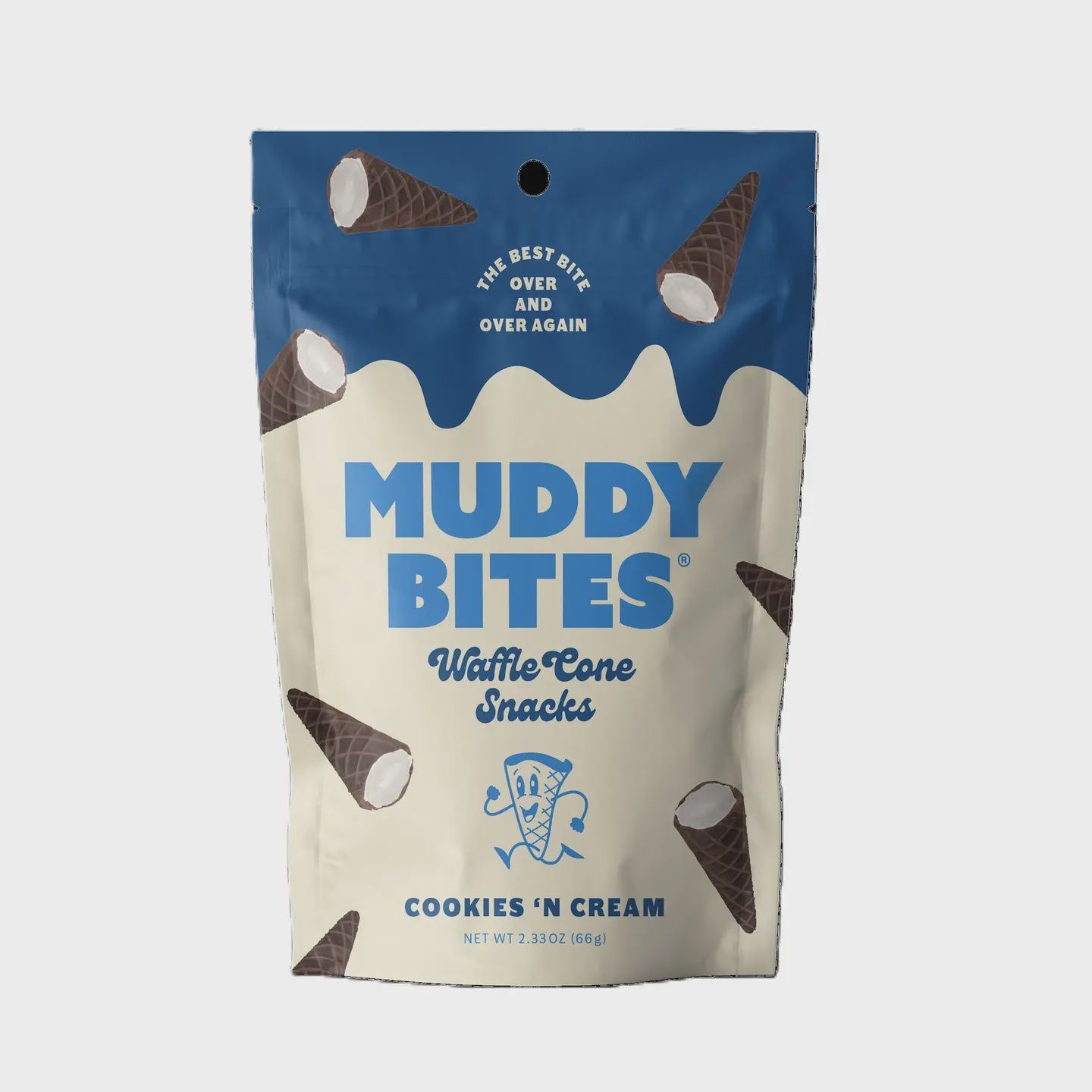 Muddy Bites Waffle Cone, Cookies &amp; Cream, 2.33oz