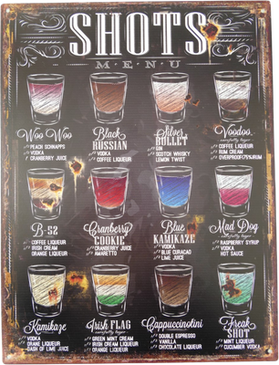 SHOTS MENU - METAL SIGN