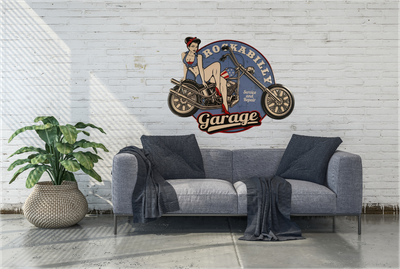 ROCKABILLY PIN-UP GARAGE - METAL SIGN
 (pickup only)