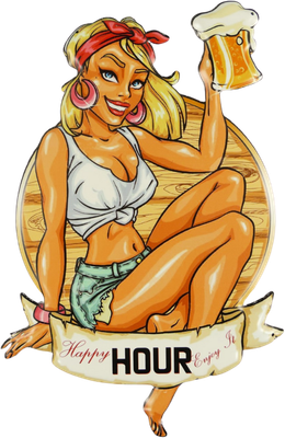 HAPPY HOUR ENJOY IT PINUP - METAL SIGN