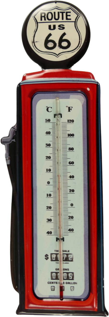 ROUTE 66 GAS PUMP - METAL THERMOMETER