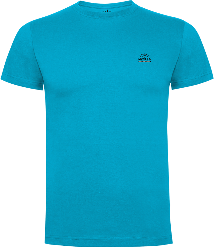 Plain turquoise T-shirt with Funky Monkey chest logo casual fun and comfortable for everyday wear