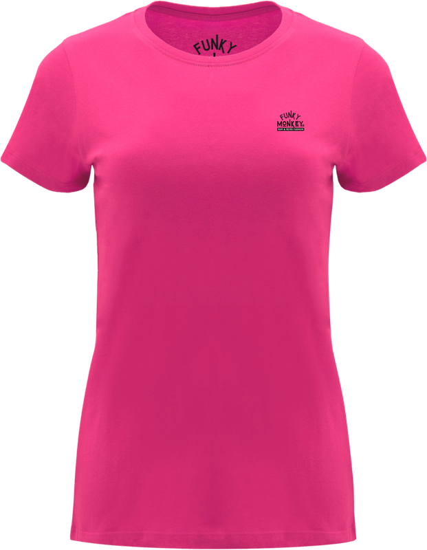 Plain fuchsia pink T-shirt with Funky Monkey chest logo casual fun and comfortable for everyday wear