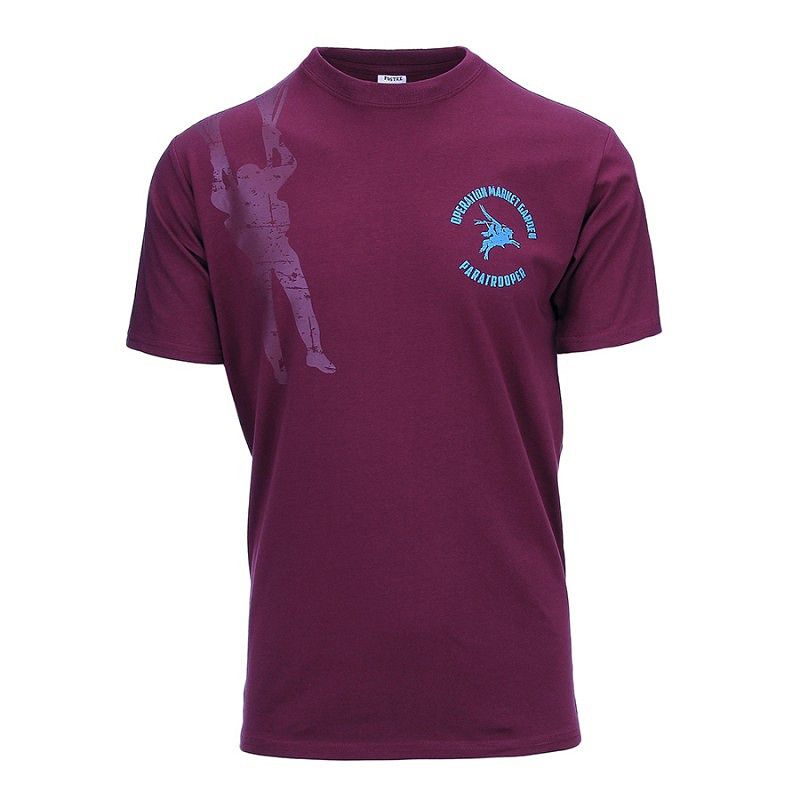 Pegasus Airborne unisex T-shirt by Funky Monkey® with Pegasus emblem and maroon beret, vintage military style