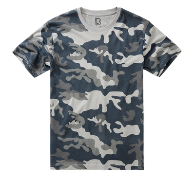 Vorderansicht Unisex Brandit Camouflage-Grau T-Shirt, Rundhalsausschnitt, kurze Ärmel, hautfreundliche Baumwolle