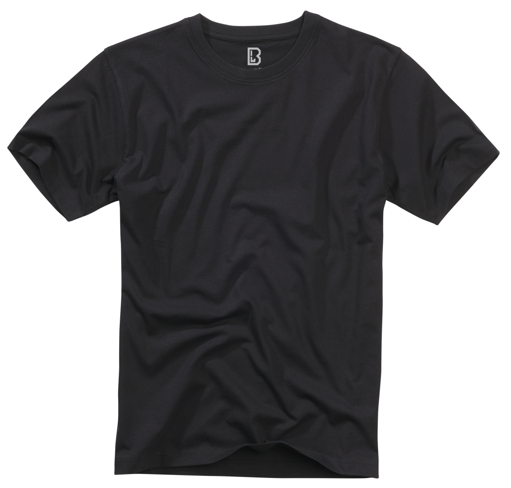 Brandit Black Tee – Unisex Everyday Comfort Unisex Brandit black T-shirt with round neck and short sleeves, soft cotton, front view – Funky Monkey®