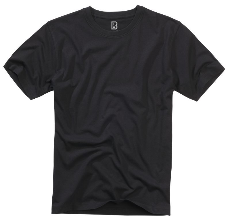 Unisex Brandit black T-shirt with round neck and short sleeves, soft cotton, front view – Funky Monkey®