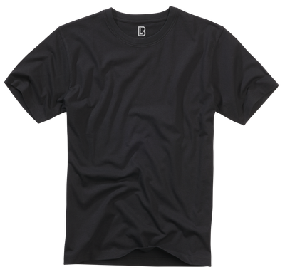 T-shirt noir Brandit unisexe avec col rond et manches courtes, coton doux, vue de face – Funky Monkey®