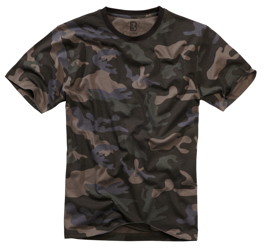 Front view of Brandit Dark Camo Tee unisex, round neck, short sleeves, soft 100% cotton, casual style