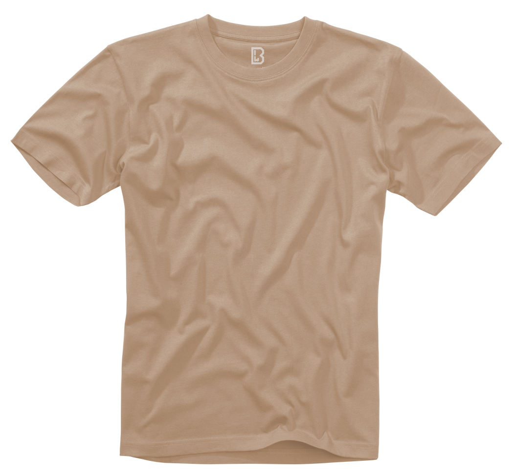 Unisex Brandit Beige T-shirt, front view – soft cotton, no print, clean minimalist style by Funky Monkey®.