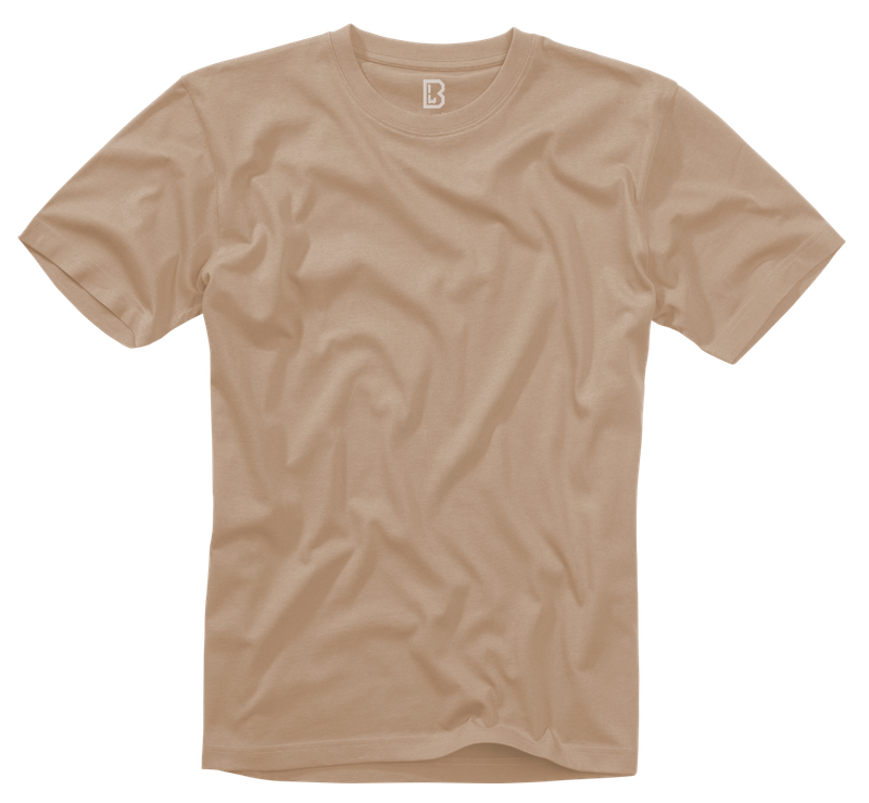 Unisex Brandit Beige T-shirt, front view – soft cotton, no print, clean minimalist style by Funky Monkey®.