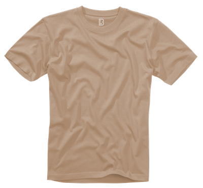 Unisex Brandit Beige T-Shirt, Vorderansicht – weiche Baumwolle, kein Aufdruck, minimalistischer Stil von Funky Monkey®.