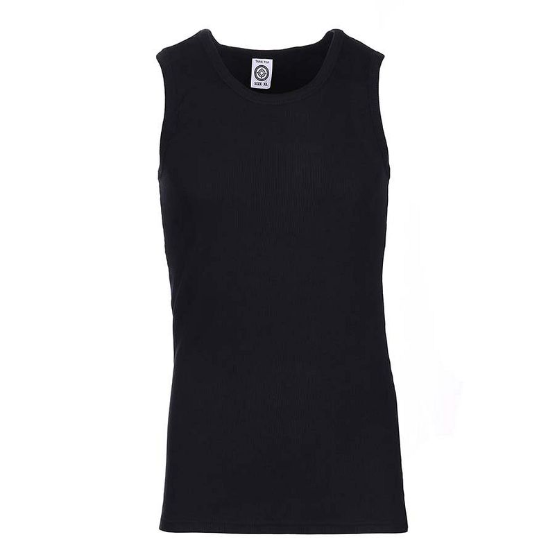 Unisex Fostex Black Tanktop, front view – 100% cotton, sleeveless, clean minimal design by Funky Monkey®.