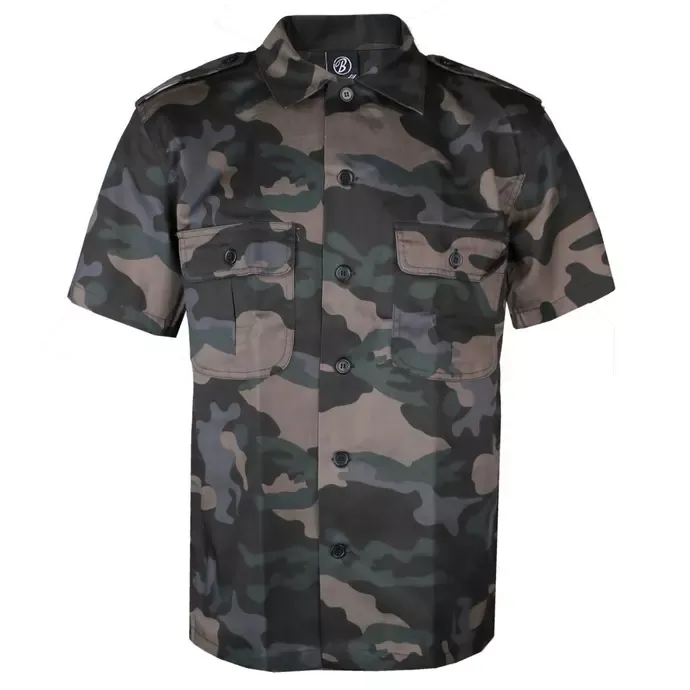 Brandit Dark Camo Shirt – front view, unisex fit, tactical and comfortable.